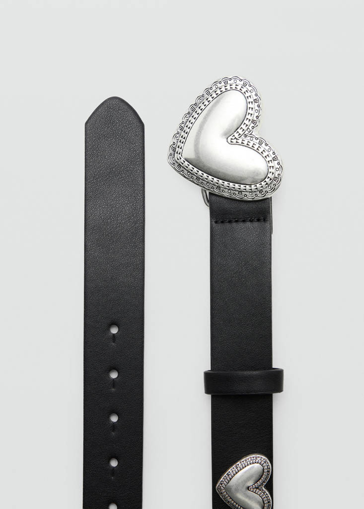 Heart buckle belt — Black