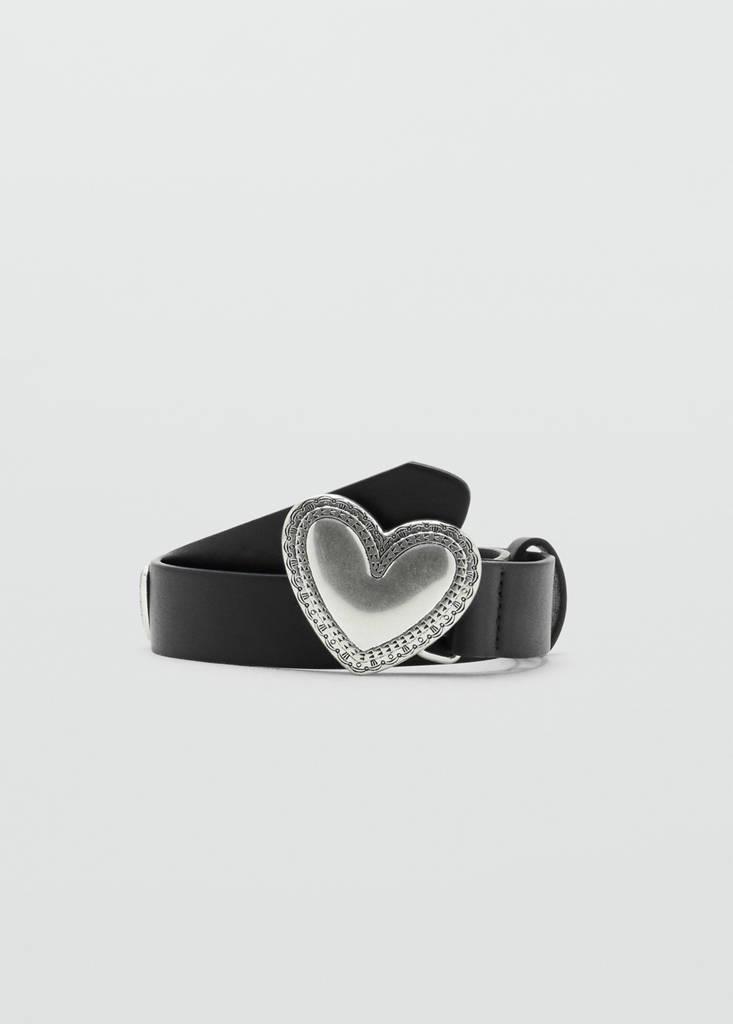 Heart buckle belt — Black