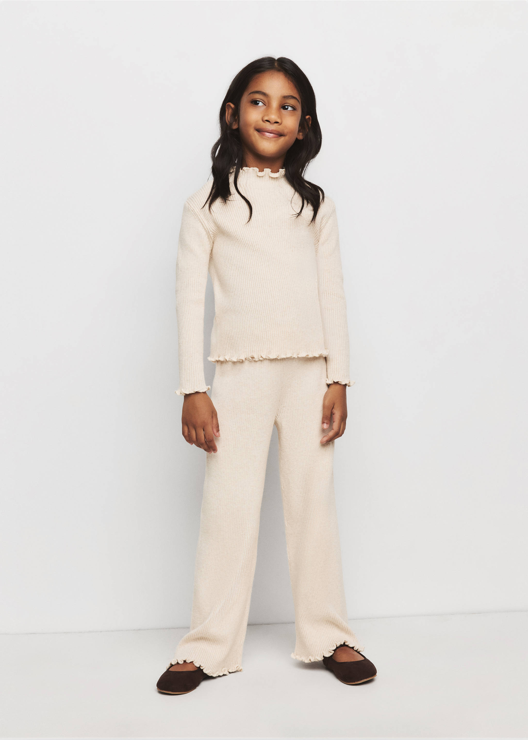 Ribbed cotton-blend sweater - General plane, Beige. Ref: 37045161-00.