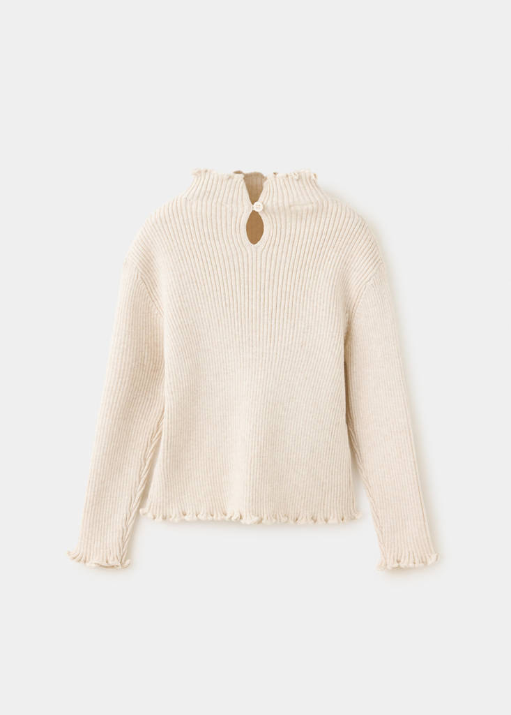 Ribbed cotton-blend sweater — Beige