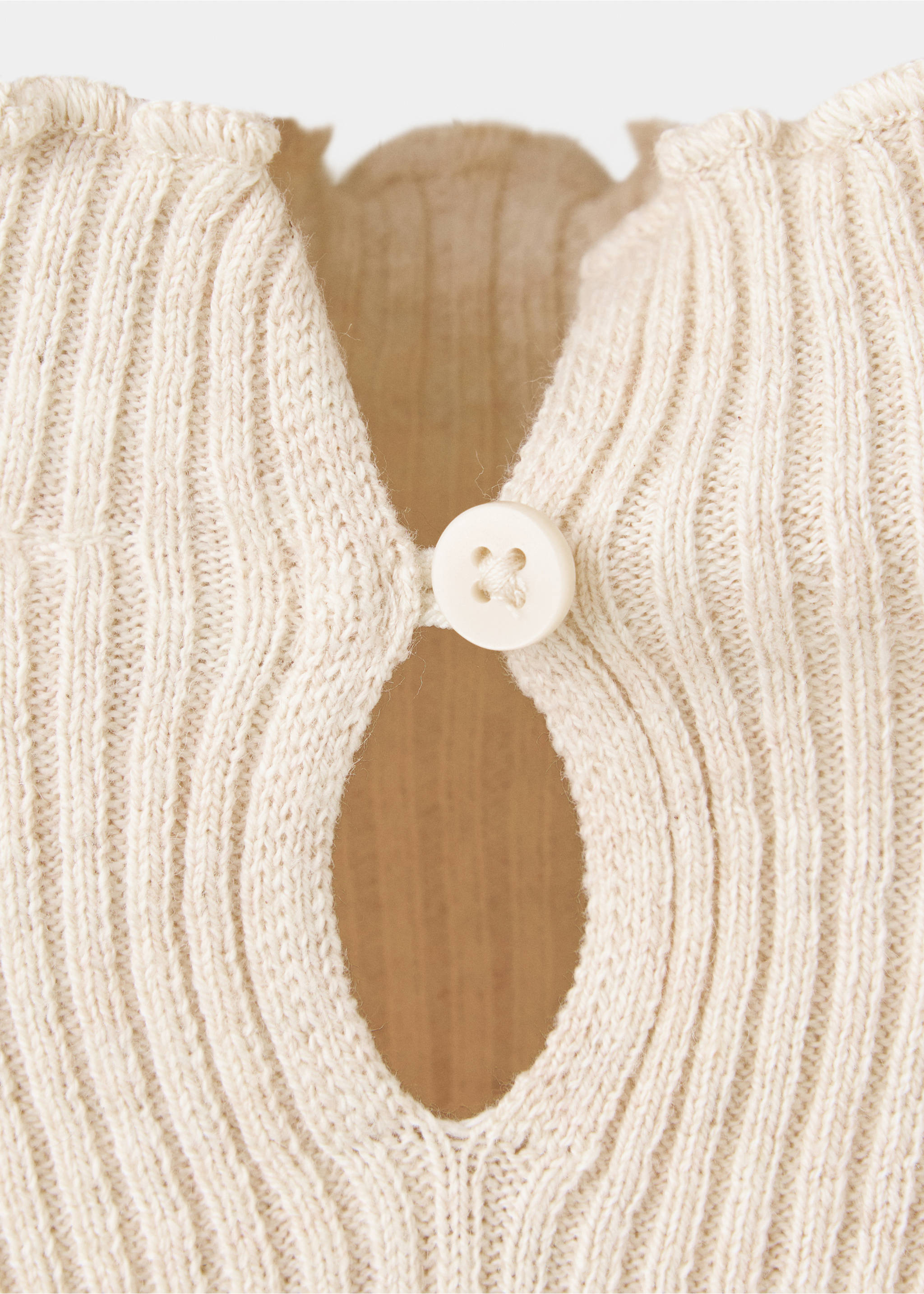 Ribbed cotton-blend sweater - Details of the article 0, Beige. Ref: 37045161-00.