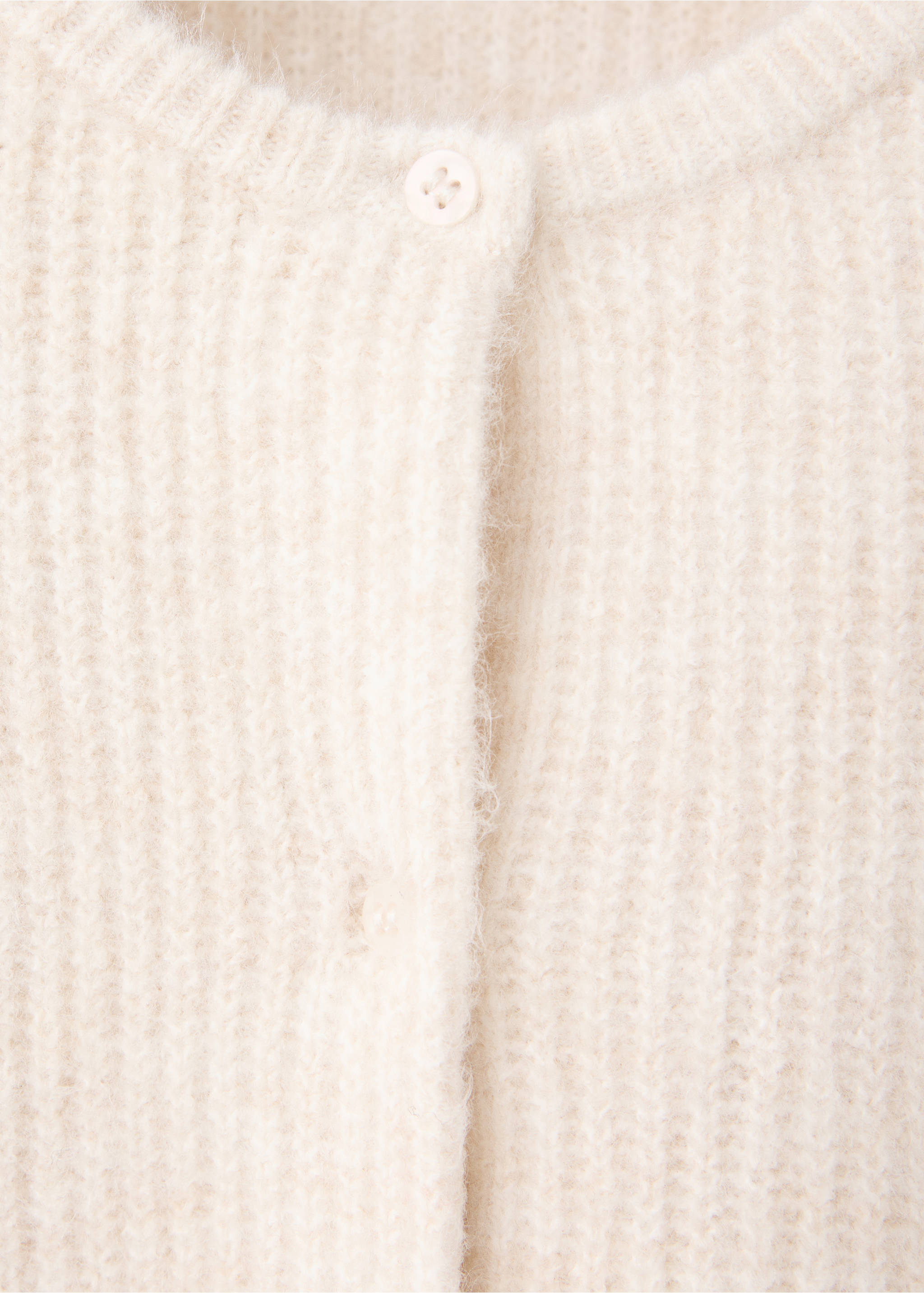 Buttoned knit cardigan - Details of the article 8, Beige. Ref: 37045162-00.