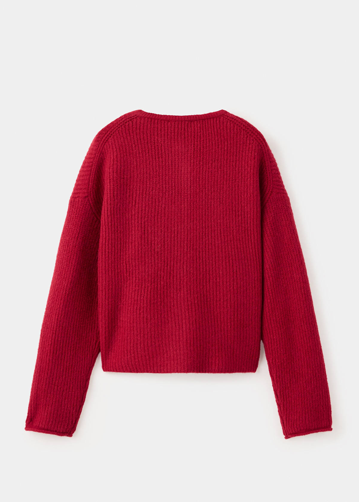 Buttoned ribbed cardigan — Red