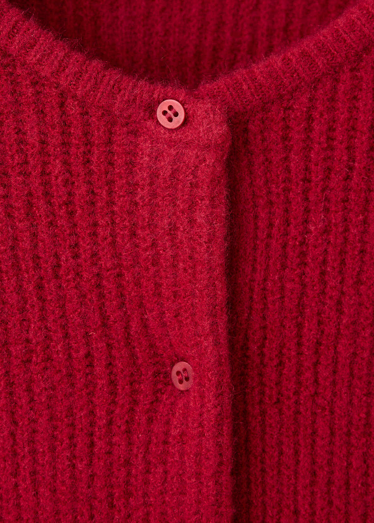 Buttoned ribbed cardigan — Red