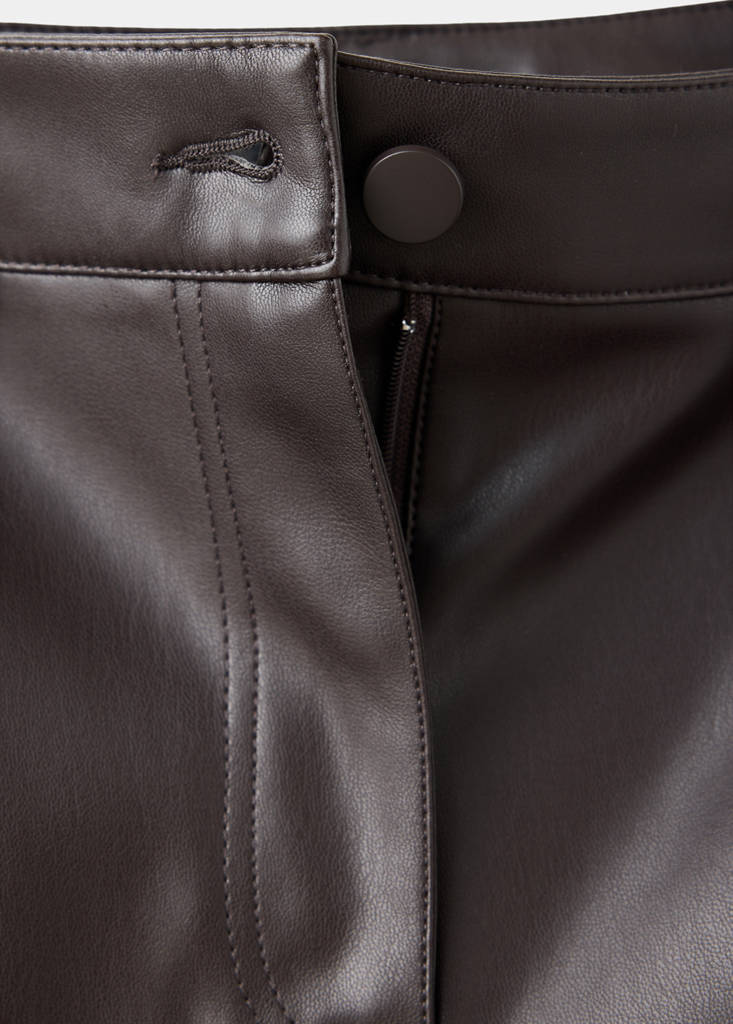 Faux-leather flared trousers — Chocolate