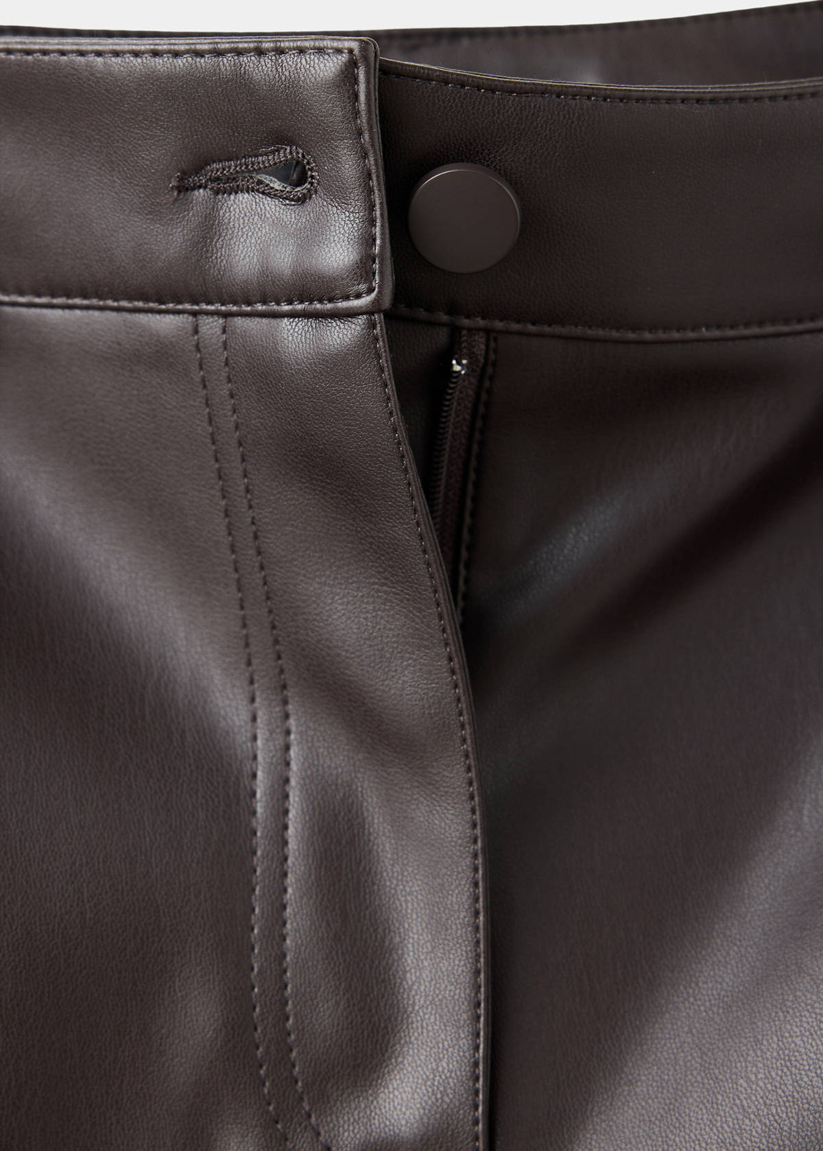 Faux-leather flared trousers — Chocolate