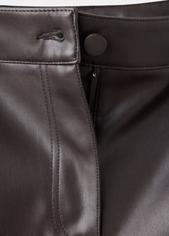 Faux-leather flared trousers — Chocolate 11