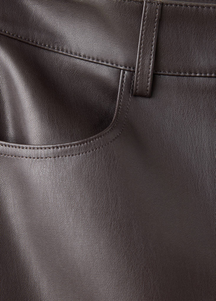 Faux-leather flared trousers — Chocolate