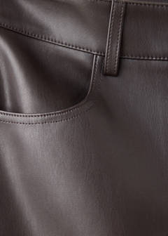 Faux-leather flared trousers — Chocolate 12