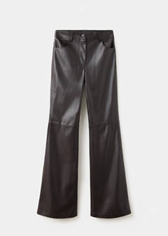 Faux-leather flared trousers — Chocolate 10
