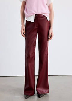 Faux-leather flared trousers — Red 1