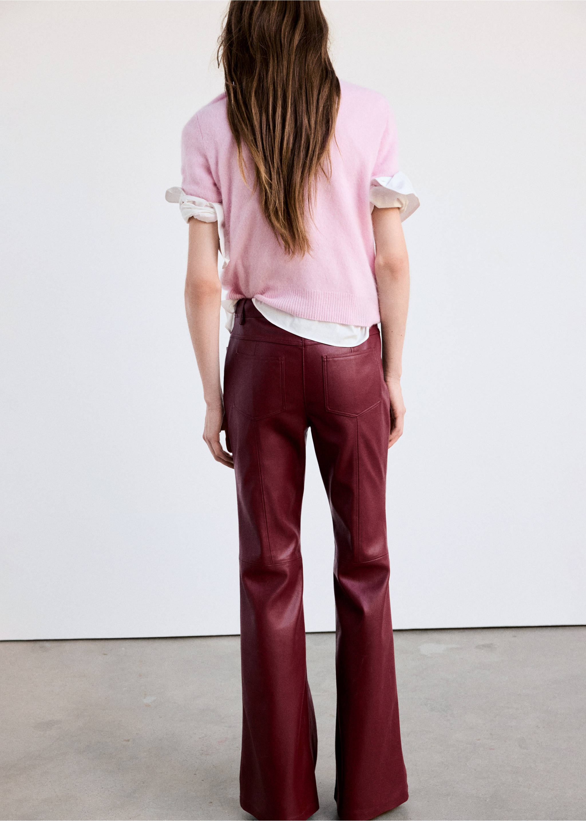 Pantalon flare cuir synthétique - Verso de l’article, Rouge. Ref: 37045163-00.