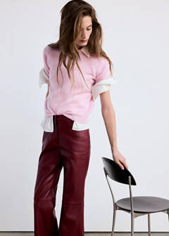 Faux-leather flared trousers — Red 4