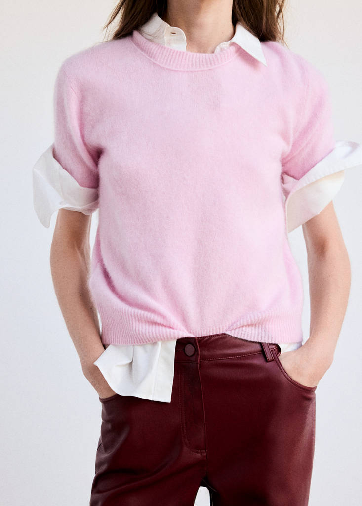 Faux-leather flared trousers — Red