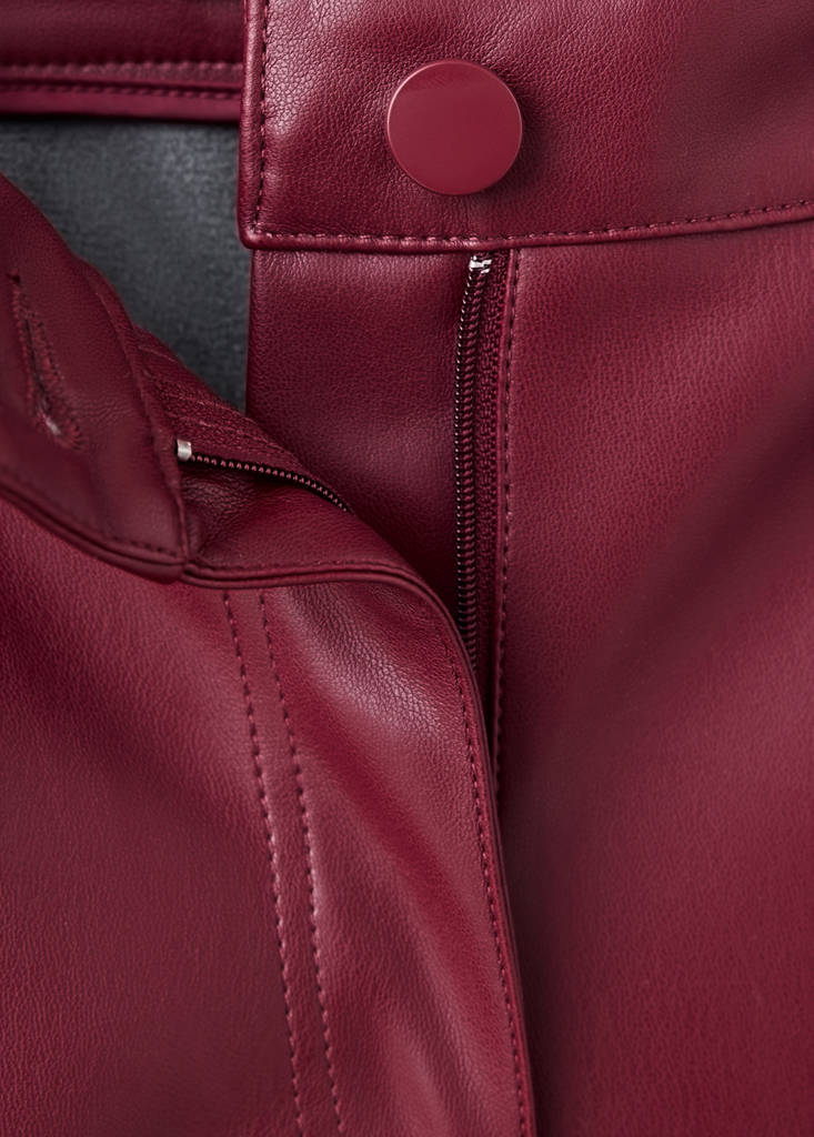 Faux-leather flared trousers — Red