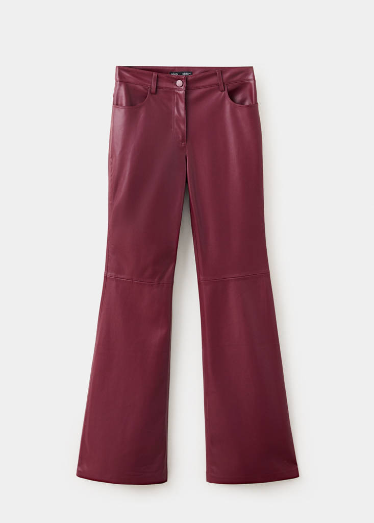 Faux-leather flared trousers — Red