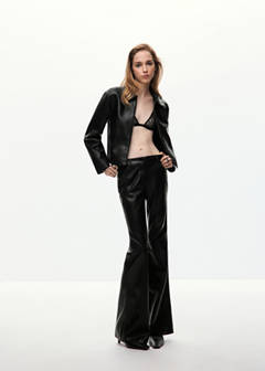 Faux-leather flared trousers — Black 2