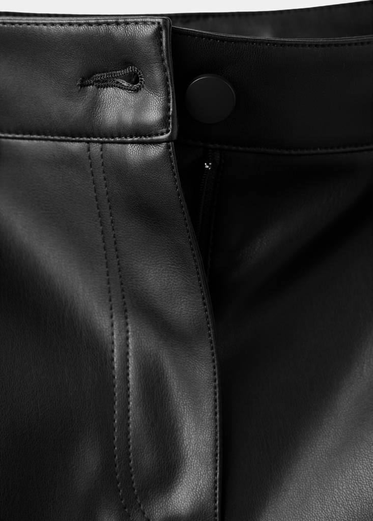 Faux-leather flared trousers — Black