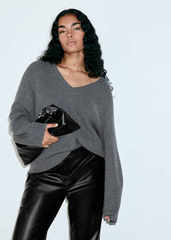 Faux-leather flared trousers — Black 5
