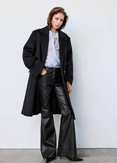 Faux-leather flared trousers — Black 12