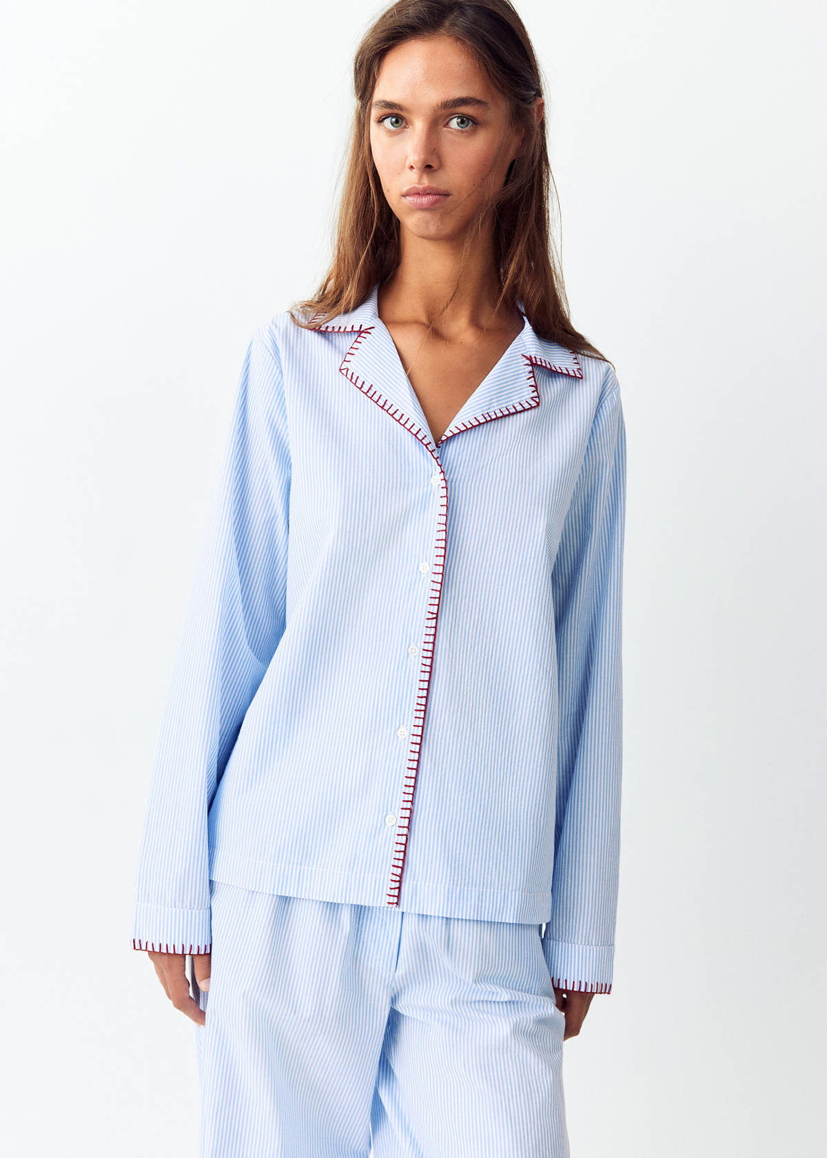 Striped pyjamas with contrasting trim — Blue