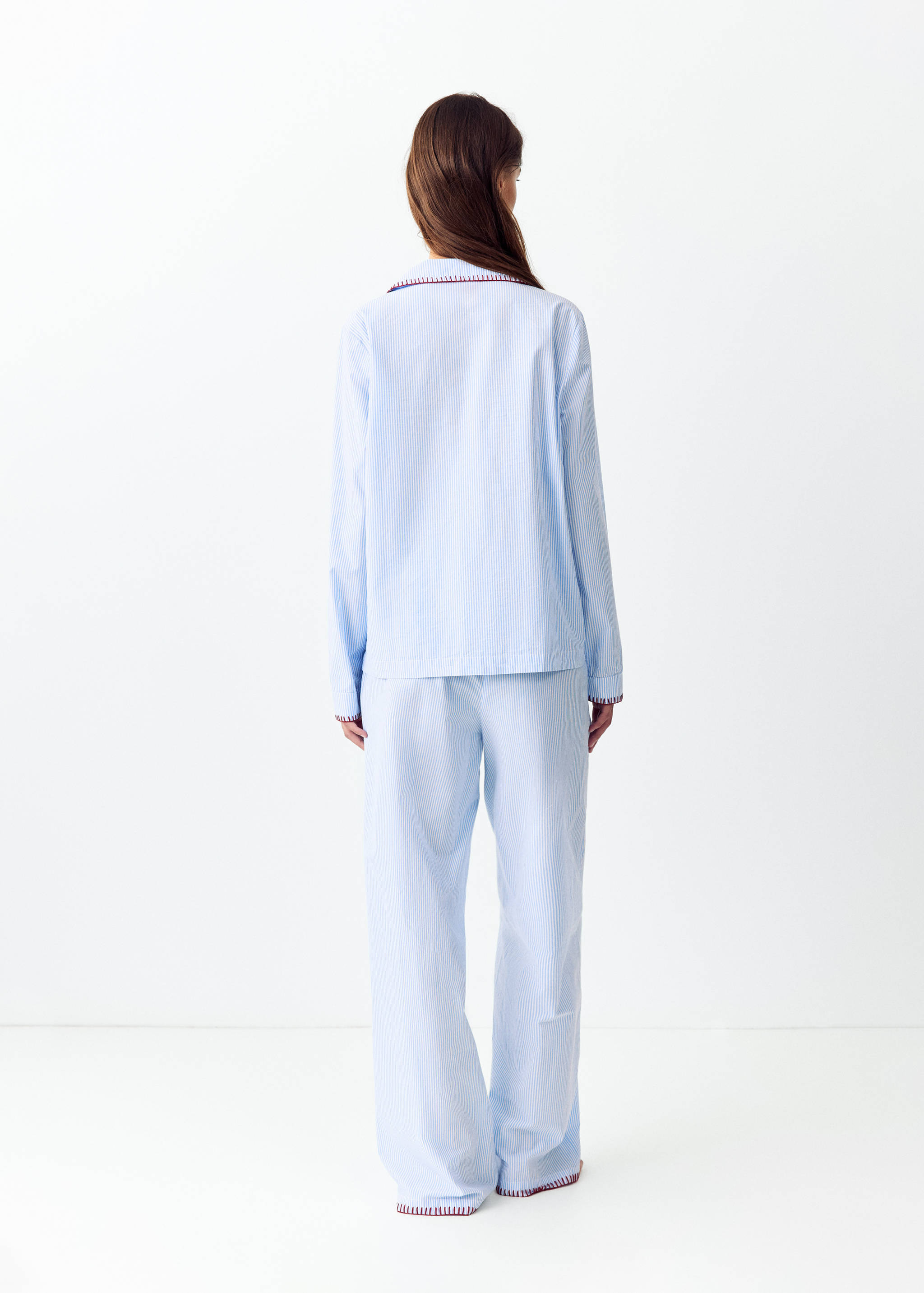 Full striped pyjamas with topstitch detail - Reverse of the article
