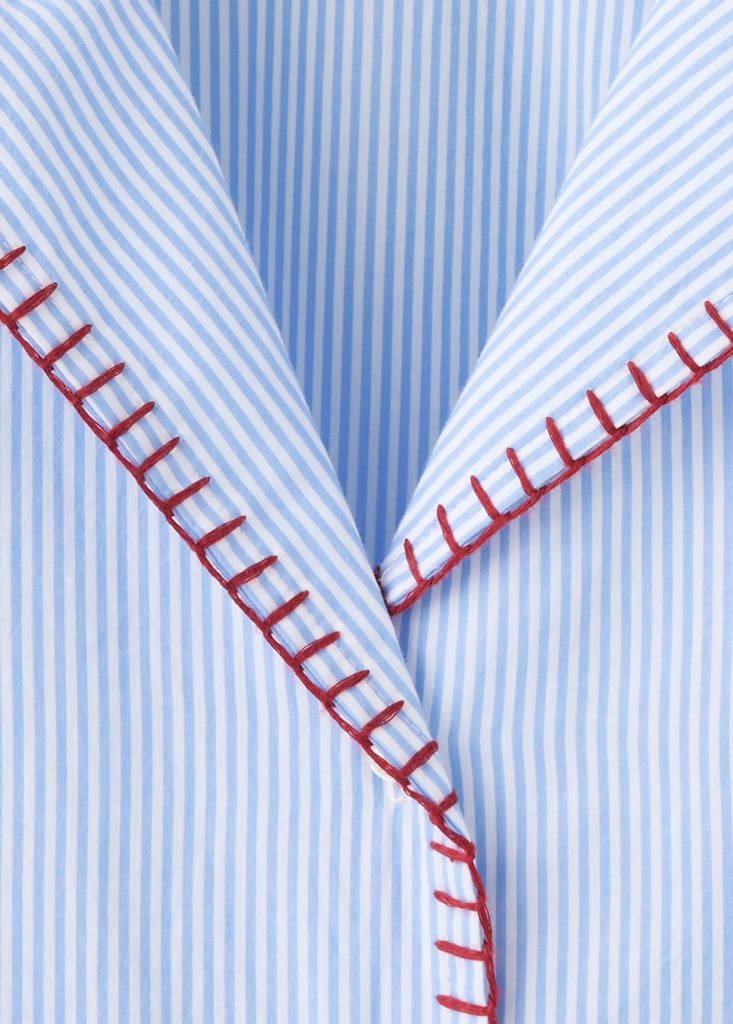 Full striped pyjamas with topstitch detail — Blue