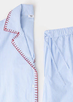 Striped pyjamas with contrasting trim — Blue 8