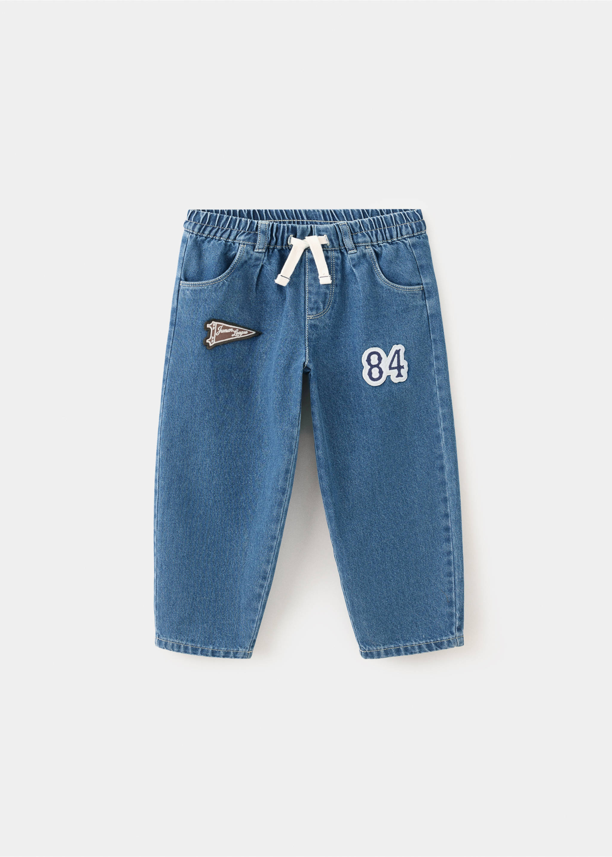 Джинси comfy-fit з нашивками - Товар без моделі, Помірно-блакитний. Ref: 37045166-00.