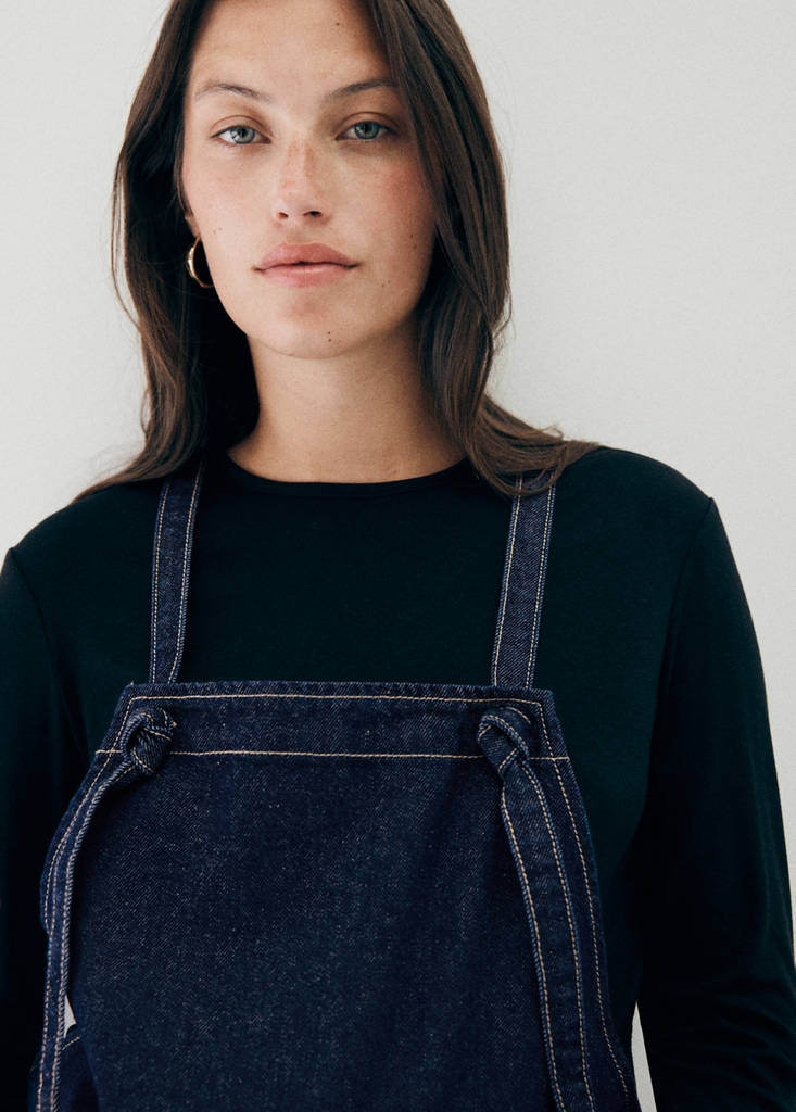 Maternity denim dungarees — Open Blue