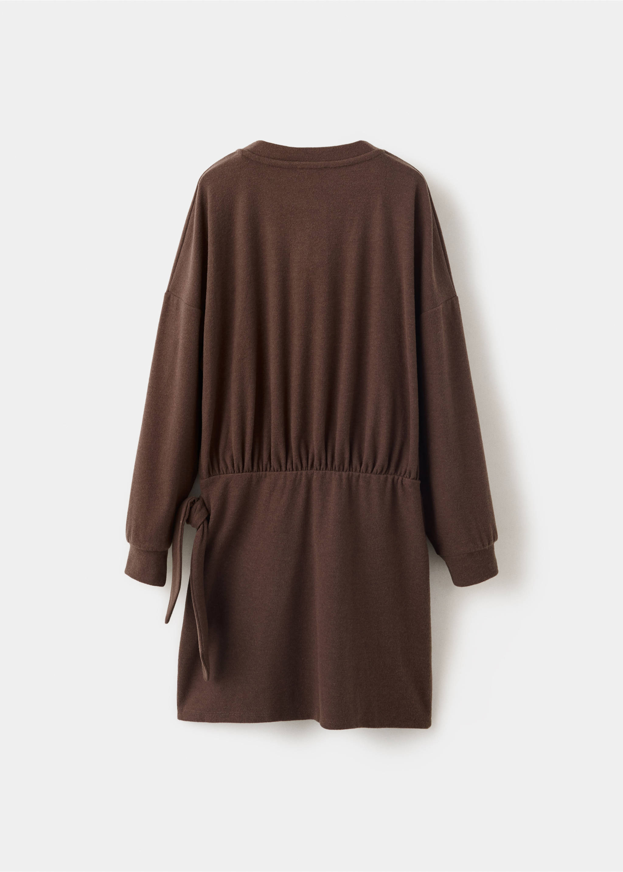 Knit dress with tie detail - Reverse of the article, Brown. Ref: 37045172-00.