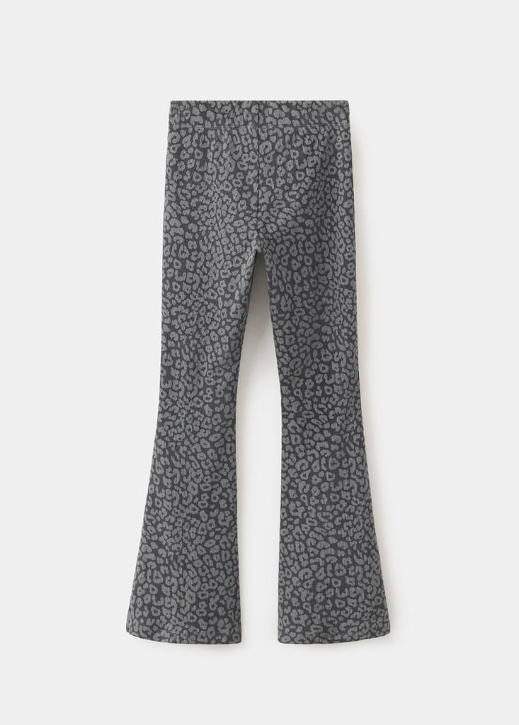 Flared animal print leggings — Charcoal