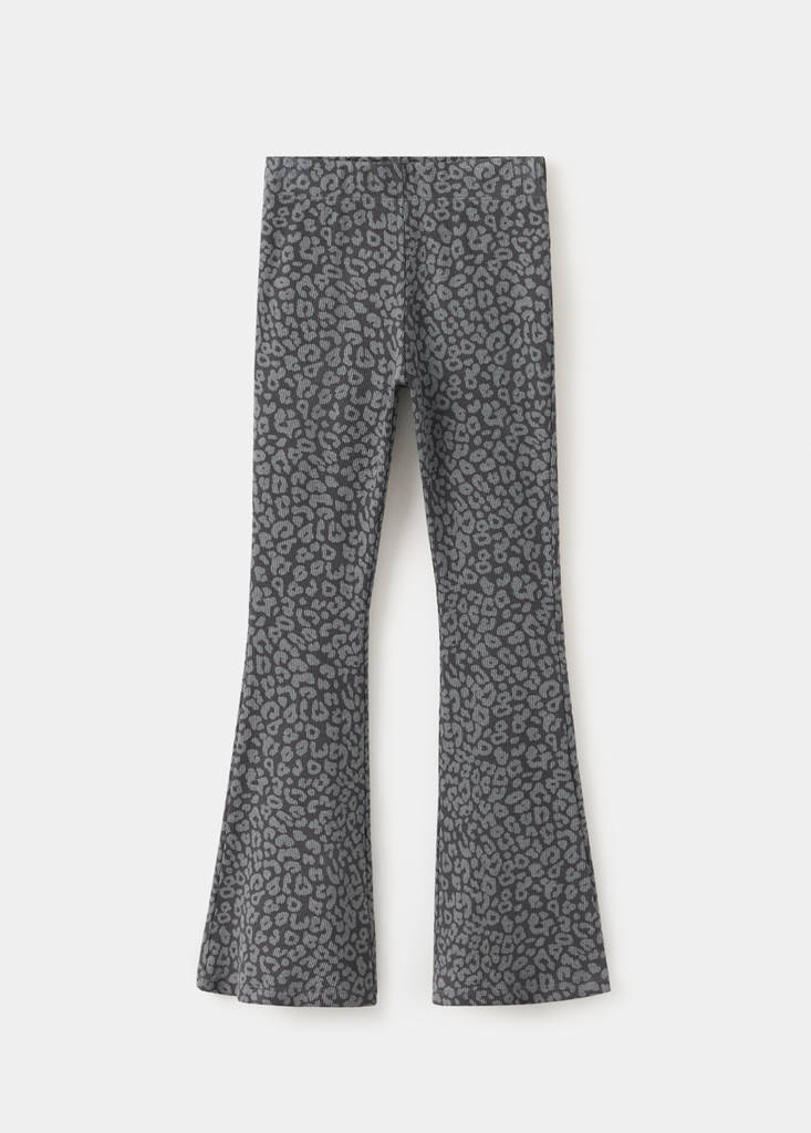 Flared animal print leggings — Charcoal