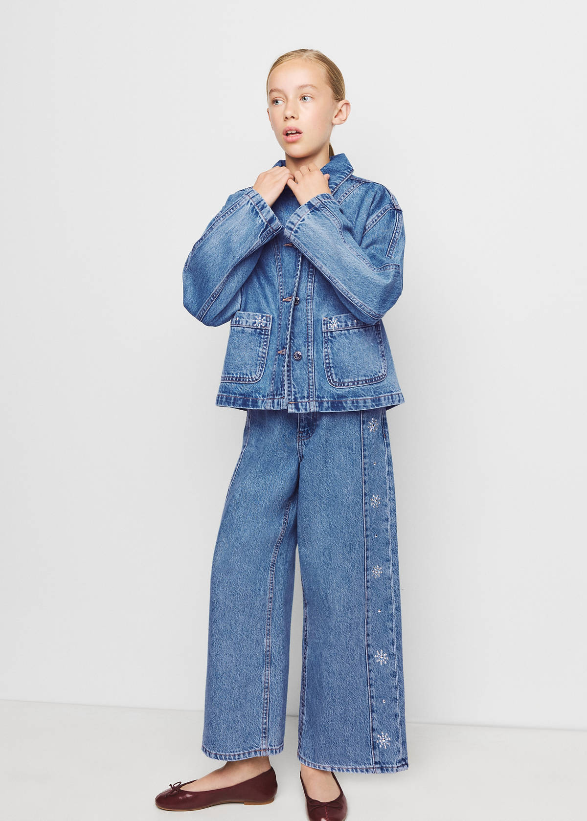 Studded denim jacket — Dark Blue