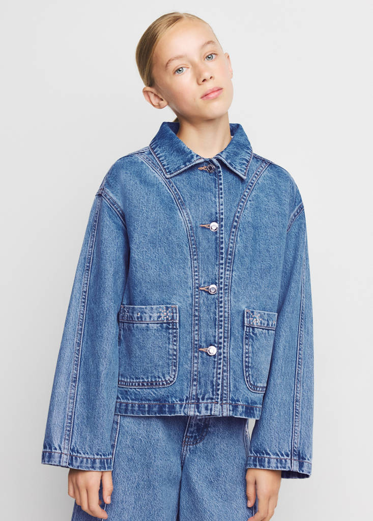 Studded denim jacket — Dark Blue