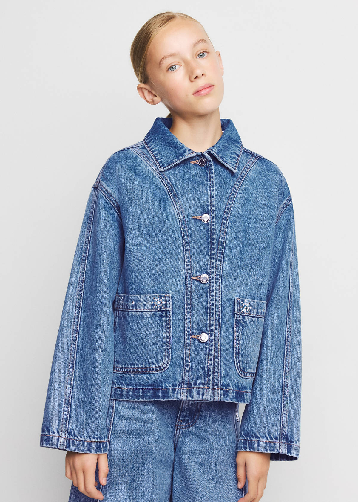 Studded denim jacket — Dark Blue