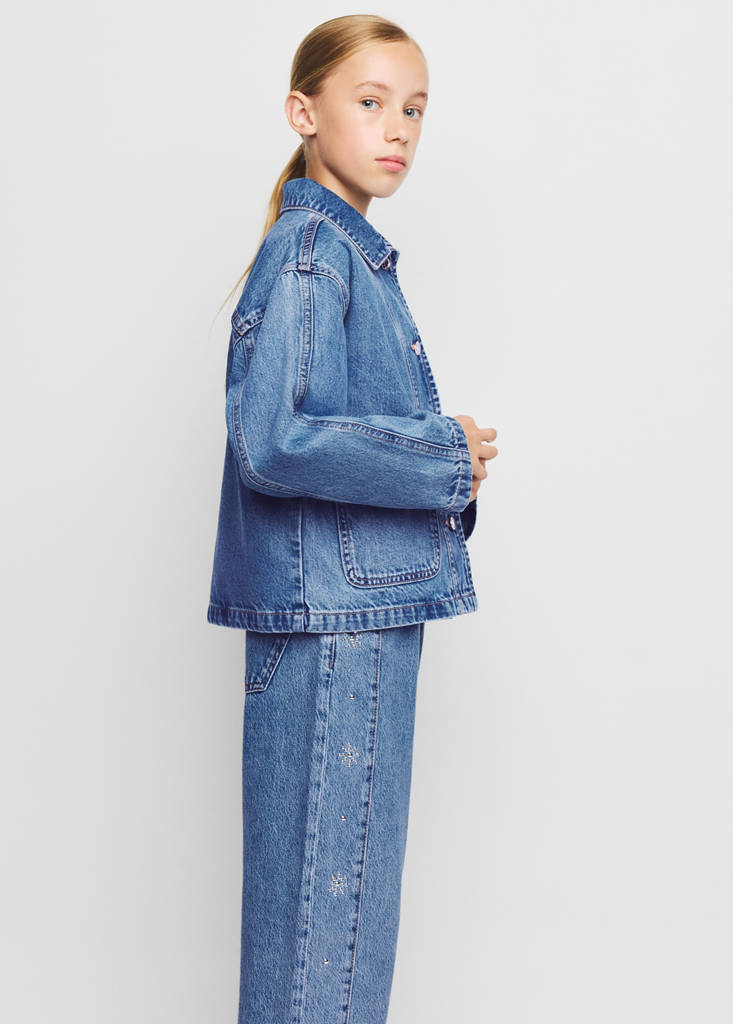 Studded denim jacket — Dark Blue