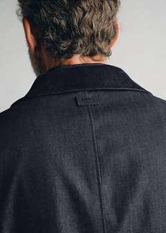 Denim trench coat with stand-up collar — Open Blue 6