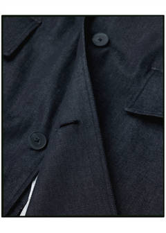 Denim trench coat with stand-up collar — Open Blue 12