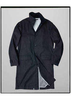 Denim trench coat with stand-up collar — Open Blue 10
