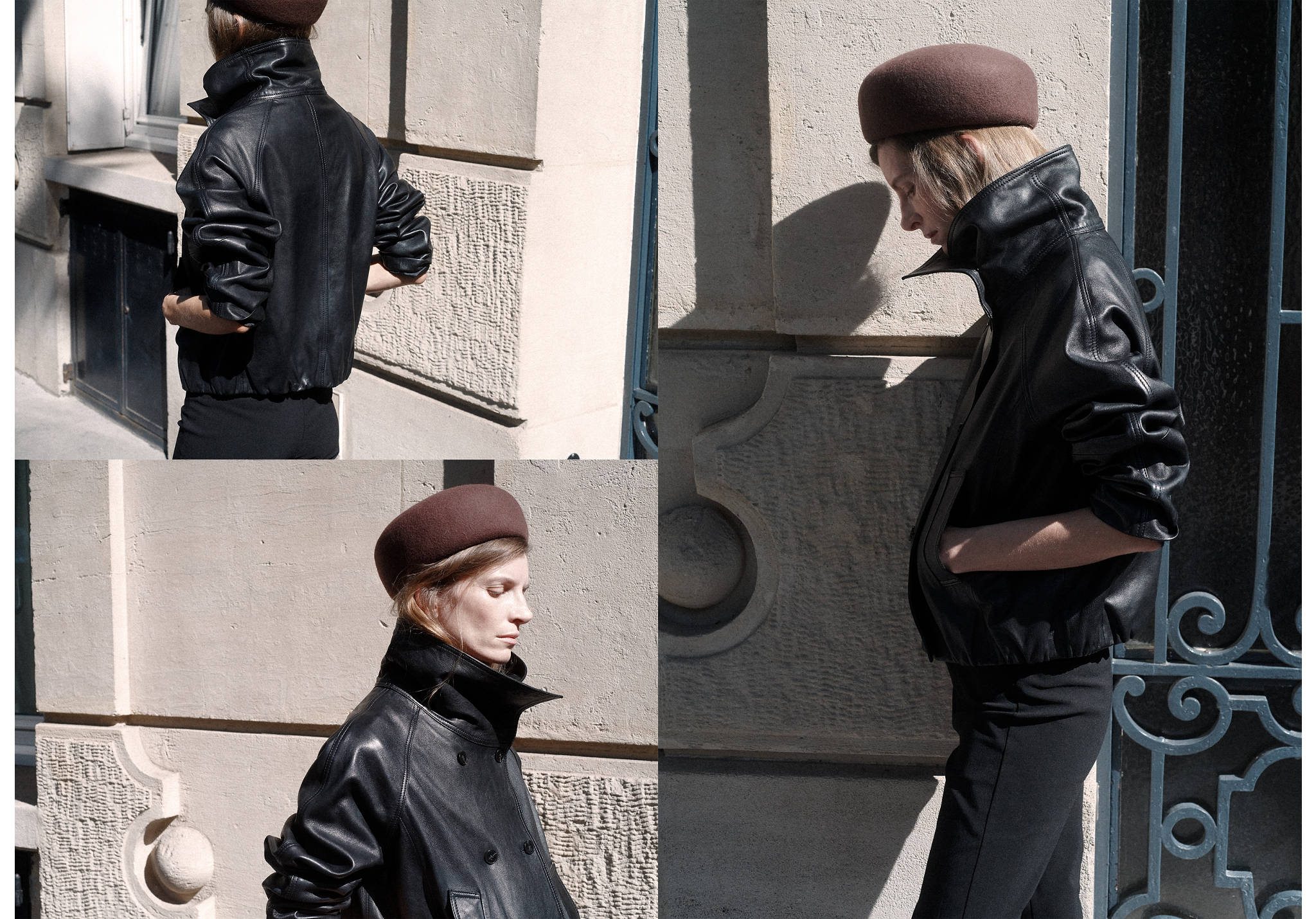 Chaqueta piel cuello embudo - Plano panorámico