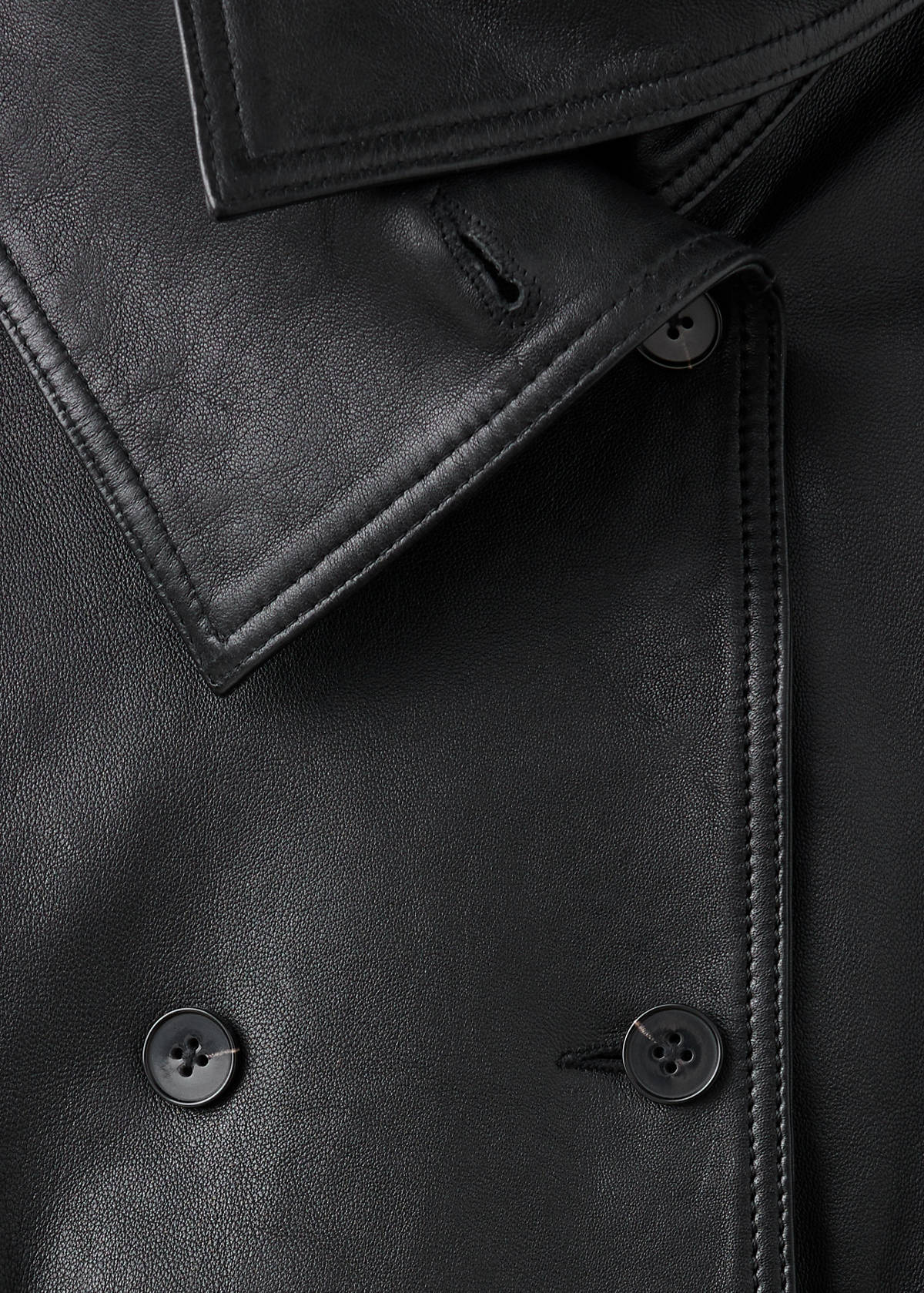 Leather jacket with funnel neck — Black