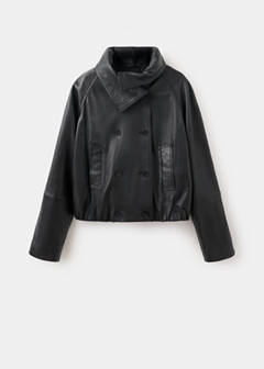 Leather jacket with funnel neck — Black 6