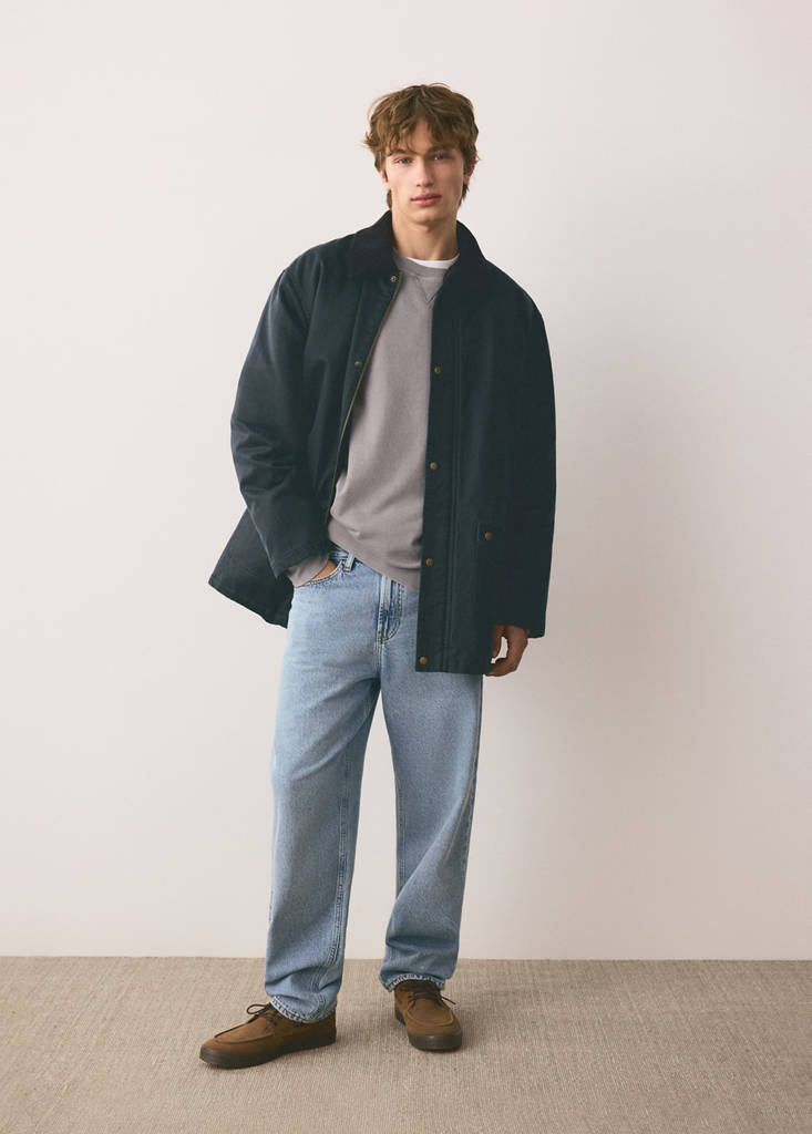 Parka with contrasting collar — Navy
