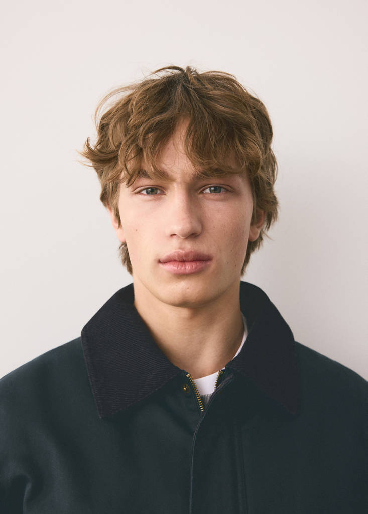 Parka with contrasting collar — Navy