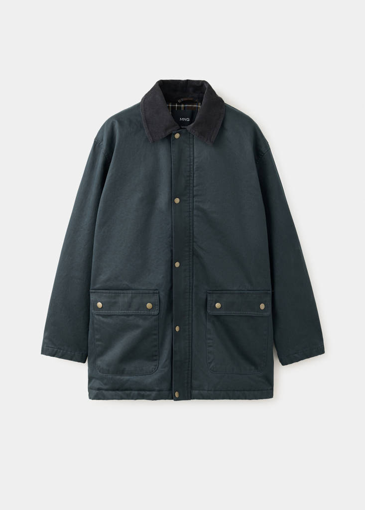Parka with contrasting collar — Navy