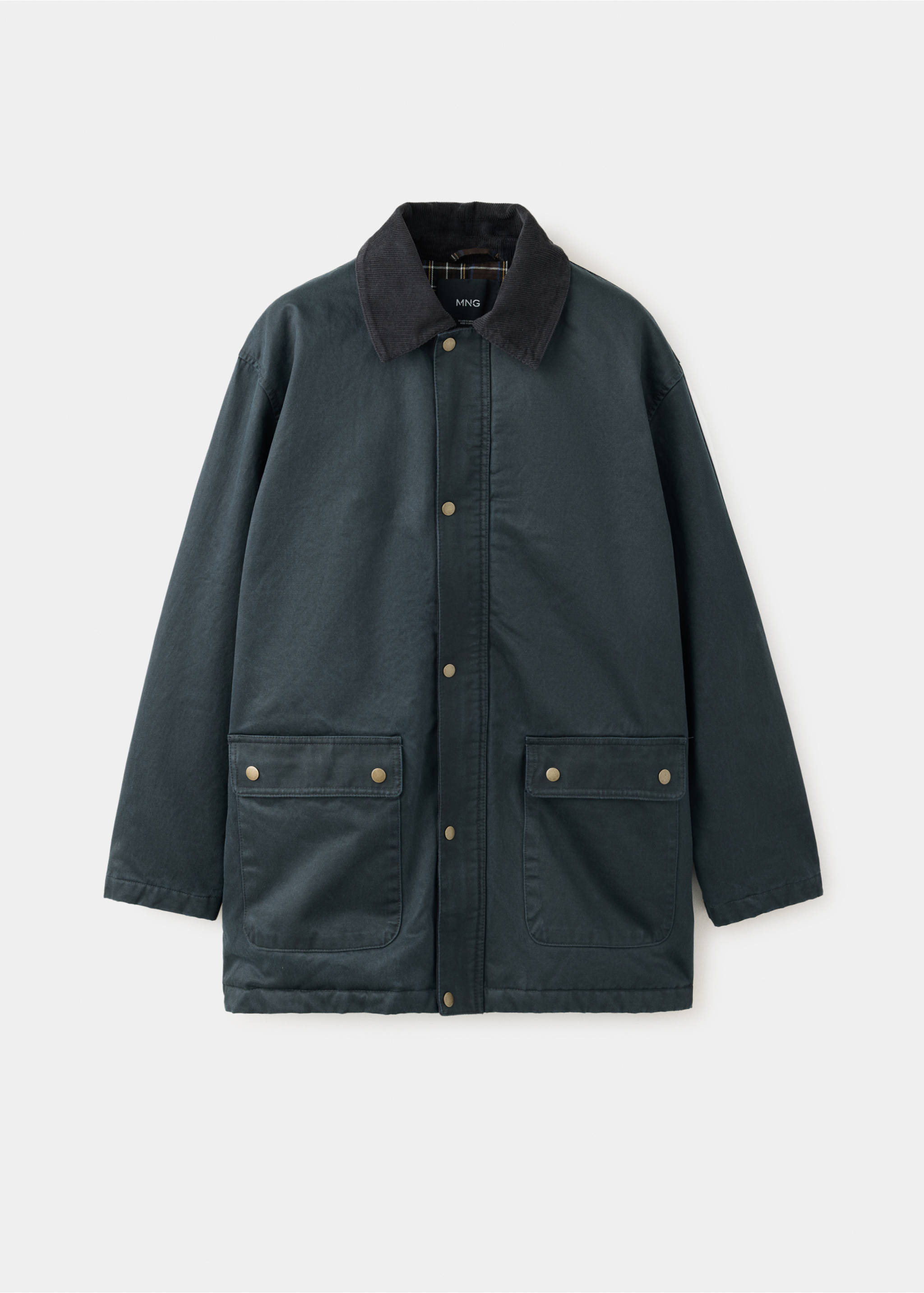 Parka with contrasting collar - Article without model, Navy. Ref: 37045840-00.