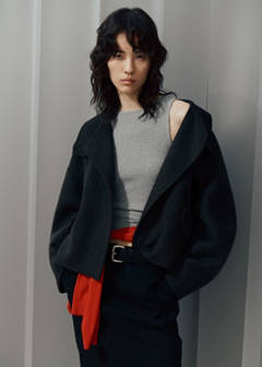 Wool cardigan with collar — Dark Heather Grey 1