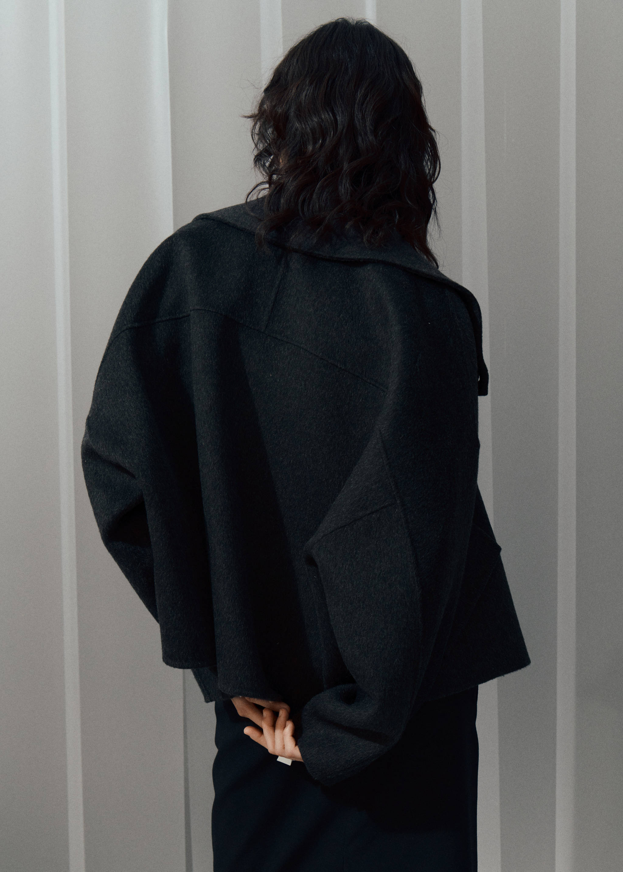 Wool funnel-neck jacket - Reverse of the article