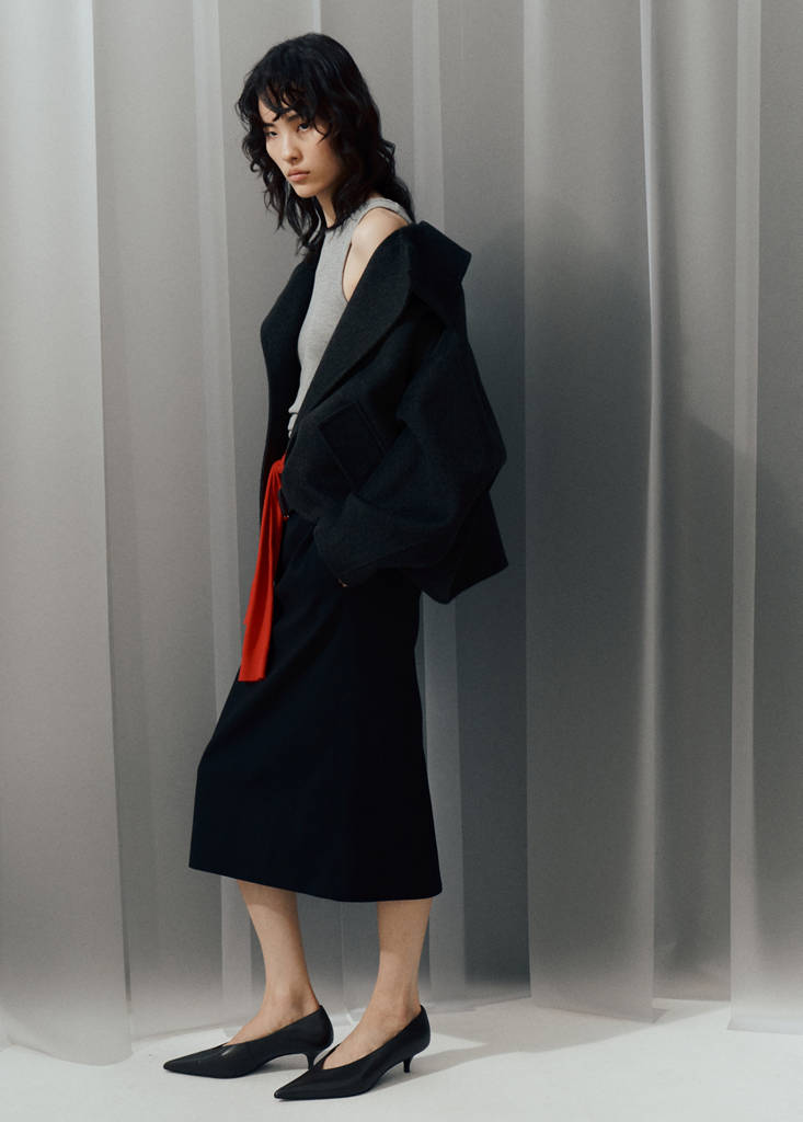 Wool funnel-neck jacket — Dark Heather Grey